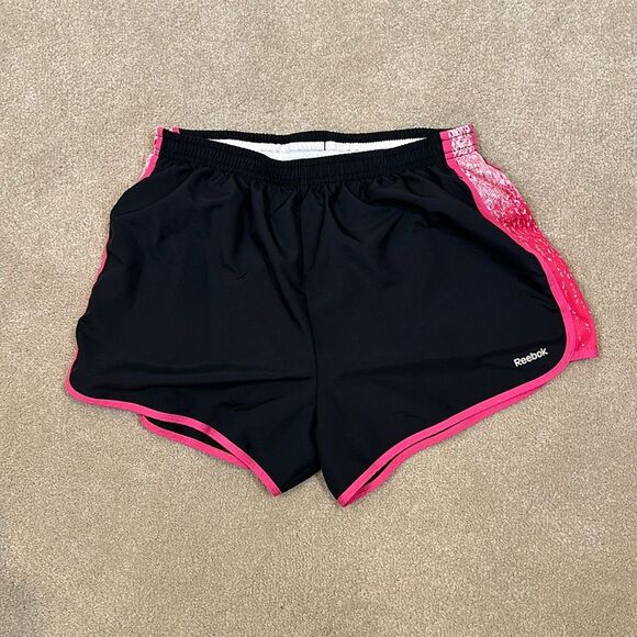 Reebok Black Pink Running Lined Women Shorts Size Medium - Picture 1 of 10